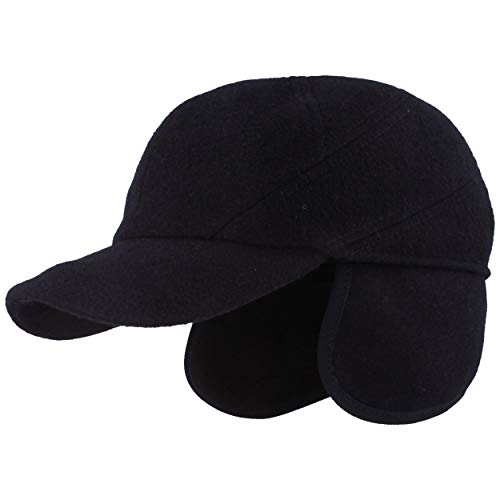 Breiter Winter Baseball Cap, Schirmmütze mit Teflon® Membran, ausklappbarer Ohrenschutz, Wolle, Marine 60 von Breiter