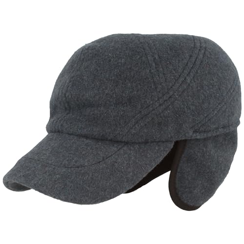 Breiter Winter Baseball Cap, Schirmmütze mit Teflon® Membran, ausklappbarer Ohrenschutz, Wolle Jeansblue 60 von Breiter