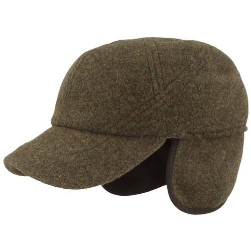 Breiter Winter Baseball Cap, Schirmmütze mit Teflon® Membran, ausklappbarer Ohrenschutz, Wolle Oliv 62 von Breiter