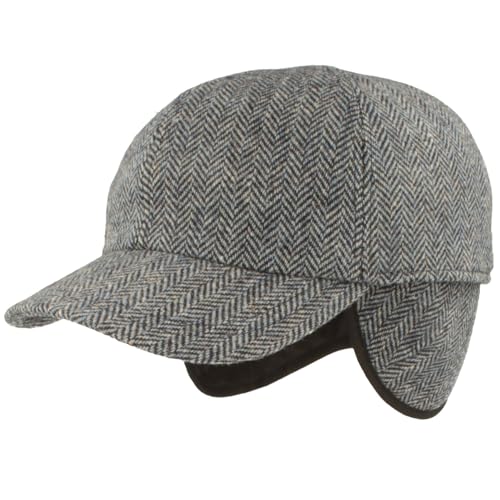 Breiter Winter Baseballcap Schirmmütze Baseball Kappe ausklappbarem Ohrenschutz Basecap aus Wolle - Hellblau Fischgrät 62 Breiter Winter Baseballcap Schirmmütze Baseball Kappe ausklappbarem Ohrenschutz Basecap aus Wolle - Hellblau Fischgrät 62 von Breiter