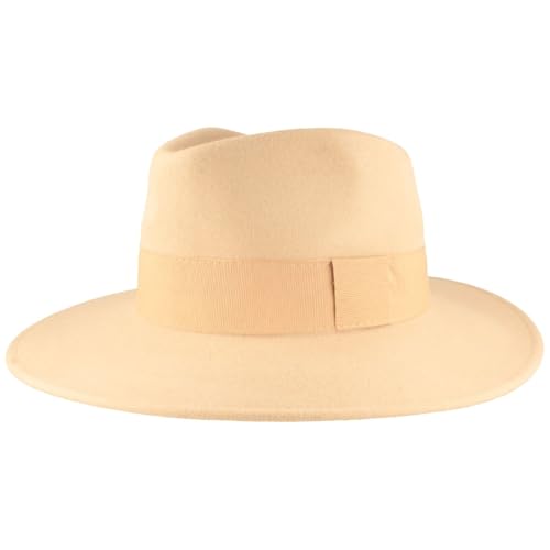 Breiter rießiger Traveller Hut Damen Filzhut Wollhut aus 100% Wolle Größenverstellbar Damenhut Ripsband-Garnitur von Breiter