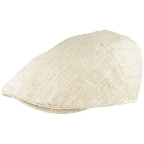 Breiter Herren Schiebermütze, Flatcap, Schirmmütze 100% Leinen, Futter aus 100% Baumwolle, Leicht & Bequem Beige 64 von Breiter