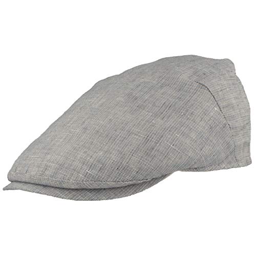 Breiter Herren Schiebermütze Flatcap Schirmmütze 100% Leinen Futter aus 100% Baumwolle Leicht & Bequem Newsboy Cap Blau 65 von Breiter