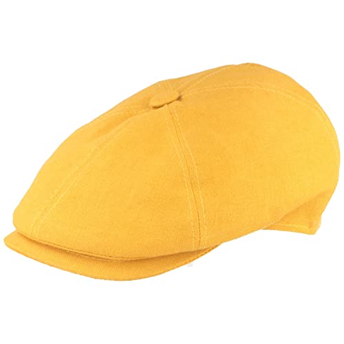 Herren Schiebermütze Flatcap Schirmmütze aus 100% Leinen - Futter aus Baumwolle Mütze Leicht & Bequem Gelb 58-59 von Breiter