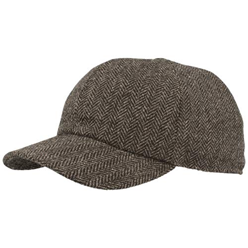 Herren Winter Baseball-Cap | Schirmmütze | Baseball-Kappe mit ausklappbarem Ohrenschutz – aus Wolle im Fischgrat Design & Steppfutter - Grau - 58 von Breiter