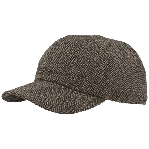 Herren Winter Baseball-Cap Schirmmütze Baseball-Kappe mit ausklappbarem Ohrenschutz – aus Wolle im Fischgrat Design & Steppfutter - Grau - 59 von Breiter