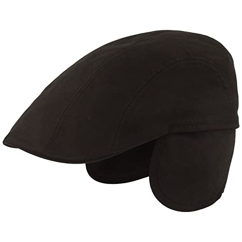 Herren Winter Schiebermütze mit Ohrenklappen Flatcap Schirmmütze 100% Wolle, ausklappbarer Ohrenschutz, Hautfreundlich, Bequem 58, Schwarz Thermolite von Breiter