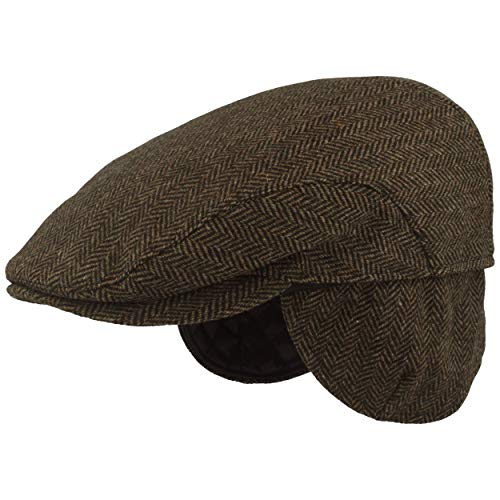 Herren Winter Schiebermütze mit Ohrenklappen Flatcap Schirmmütze 100% Wolle, ausklappbarer Ohrenschutz, Hautfreundlich, Bequem Gün 58 von Breiter