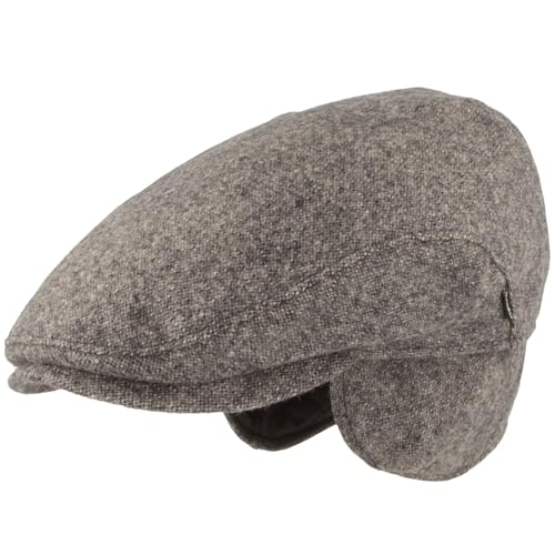 Herren Winter Schiebermütze mit Ohrenklappen Flatcap Schirmmütze 100% Wolle Mütze mit ausklappbarer Ohrenschutz Hautfreundlich & Bequem 56 von Breiter