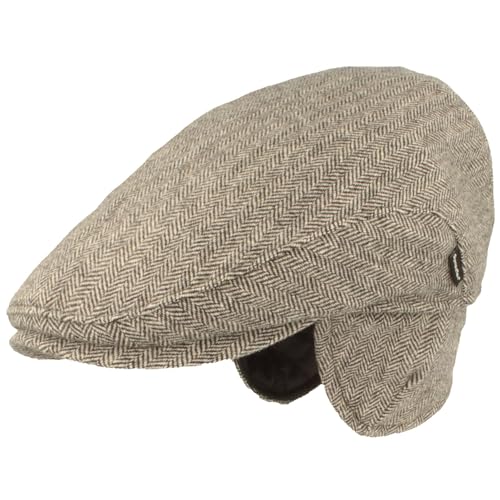 Herren Winter Schiebermütze mit Ohrenklappen Flatcap Schirmmütze 100% Wolle Mütze mit ausklappbarer Ohrenschutz Hautfreundlich & Bequem 57 von Breiter