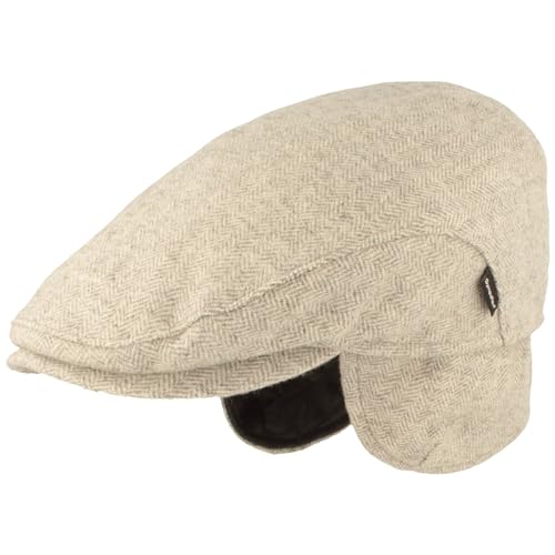 Herren Winter Schiebermütze mit Ohrenklappen Flatcap Schirmmütze 100% Wolle Mütze mit ausklappbarer Ohrenschutz Hautfreundlich & Bequem 57 von Breiter