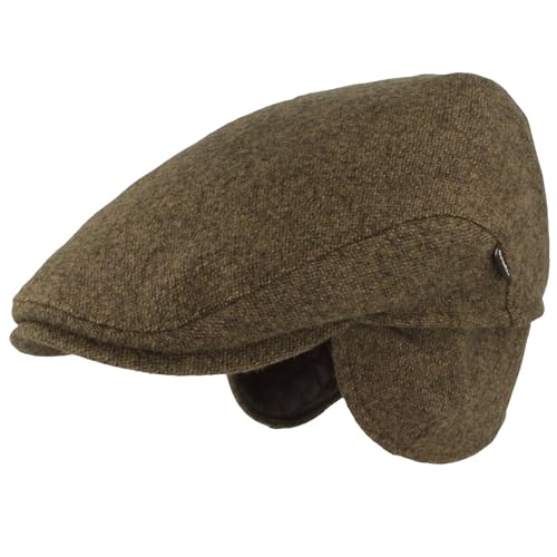 Herren Winter Schiebermütze mit Ohrenklappen Flatcap Schirmmütze 100% Wolle Mütze mit ausklappbarer Ohrenschutz Hautfreundlich & Bequem 57 von Breiter