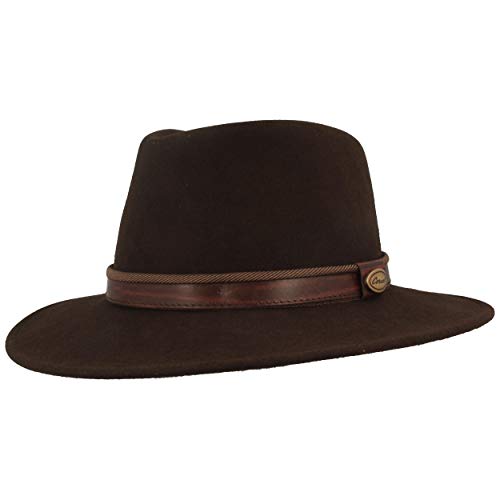 Rollbarer Outdoor FilzHut TrekkingHut Wollhut aus 100% Wolle – Wasserabweisend & Faltbar – mit Ledergarnitur & Huteinlagen - Für Herren & Damen (Braun - Ripskombi, 60) von Breiter