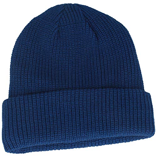 Breiter Strickmütze Wintermütze Beanie mit weichem Thinsulate™ Fleece-Futter & 7 cm Umschlag – für Damen & Herren - Indigo, One Size von Breiter