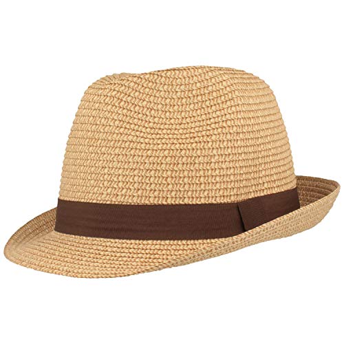 Breiter Strohhut Trilby, Sommerhut, Sonnenhut, 100% Papier, knautschbar, farbige Ripsb-Garnitur, Hautfreundlich & Bequem von Breiter
