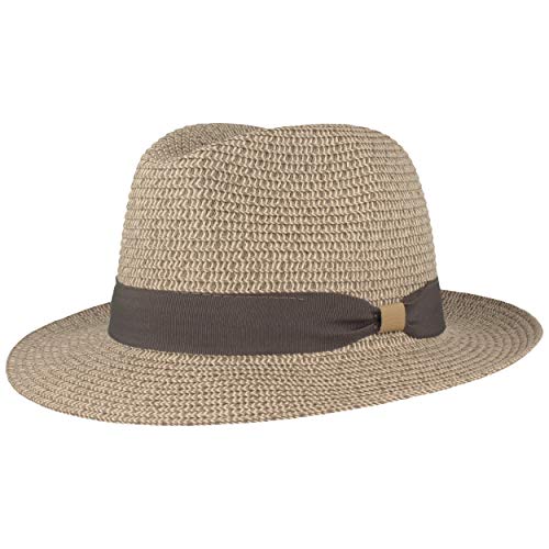 Strohhut Trilby Sommerhut Sonnenhut aus 100% Papier knautschbar mit Garnitur Besonders Leicht, Flexibel, Hautfreundlich Bequem Grau meliert, S von Breiter