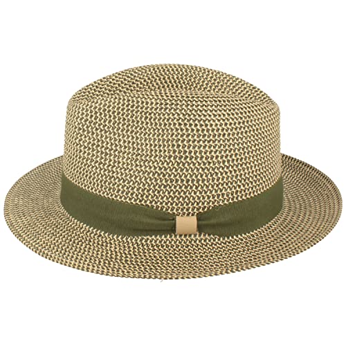 Strohhut Trilby Sommerhut Sonnenhut aus 100% Papier knautschbar mit Garnitur Besonders Leicht, Flexibel, Hautfreundlich Bequem Grün meliert L von Breiter