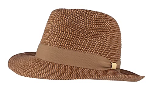 Strohhut Trilby Sommerhut Sonnenhut aus 100% Papier knautschbar mit Garnitur Besonders Leicht, Flexibel, Hautfreundlich Bequem Rost meliert M von Breiter