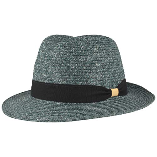 Strohhut Trilby Sommerhut Sonnenhut aus 100% Papier knautschbar mit Garnitur Besonders Leicht, Flexibel, Hautfreundlich Bequem Blau meliert, M von Breiter