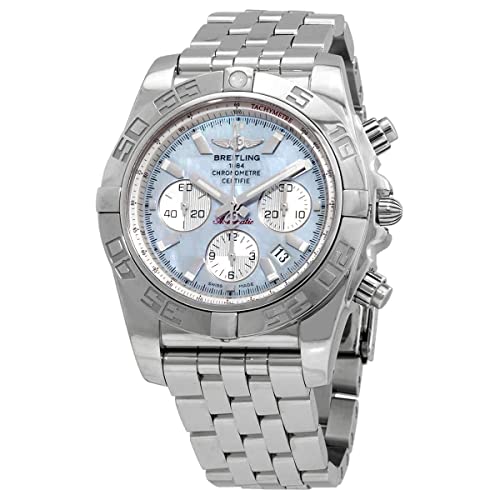Breitling Herren Chronomat 44 AB011012 Silber Edelstahl Automatik Saphir Silber Metallarmband Schnalle Chronograph 44 mm 12 mm Wasserfest von Breitling