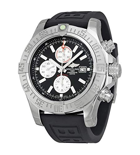 Breitling Super Avenger II Chronograph, automatisch, schwarzes Zifferblatt, schwarzes Gummi, Herren, Schwarz , Armband von Breitling