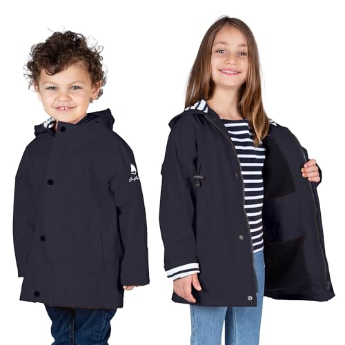 Breizh Ocean - Gewachste Unisex Kinder Regenmantel ARTIC KID, Mit Kapuze, Regenschutz, innen Fleece - 1 Jahr bis 14 Jahre von Breizh Ocean