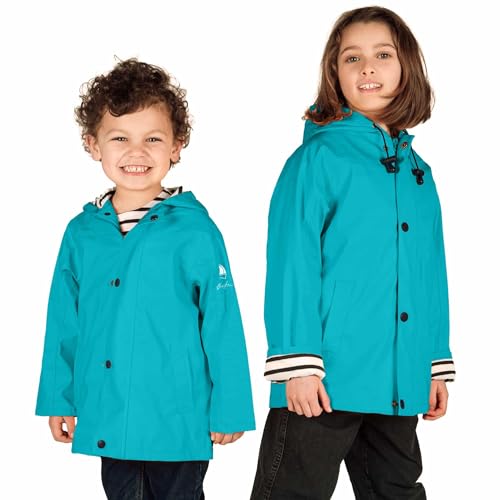Breizh Ocean – ELVEN - Gewachste Unisex Kinder Regenmantel, Mit Kapuze, Gestreiftes Marine-Futter, Regenschutz - 1 Jahr bis 14 Jahre von Breizh Ocean