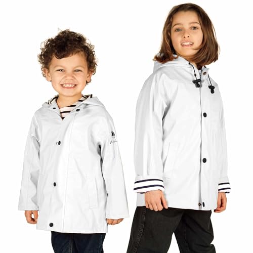Breizh Ocean – ELVEN - Gewachste Unisex Kinder Regenmantel, Mit Kapuze, Gestreiftes Marine-Futter, Regenschutz - 1 Jahr bis 14 Jahre von Breizh Ocean