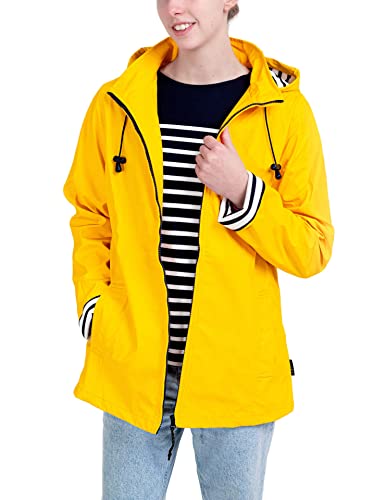 Breizh Ocean - ERQUY- Damen Wasserdichte Regenmantel Regenjacke mit Kapuze, Wasserdichter Mantel, gestreiftes Futter im Matrosenstil - Große Größen von XS bis 4XL erhältlich von Breizh Ocean
