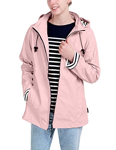 Breizh Ocean - ERQUY- Damen Wasserdichte Regenmantel Regenjacke mit Kapuze, Wasserdichter Mantel, gestreiftes Futter im Matrosenstil - Große Größen von XS bis 4XL erhältlich von Breizh Ocean