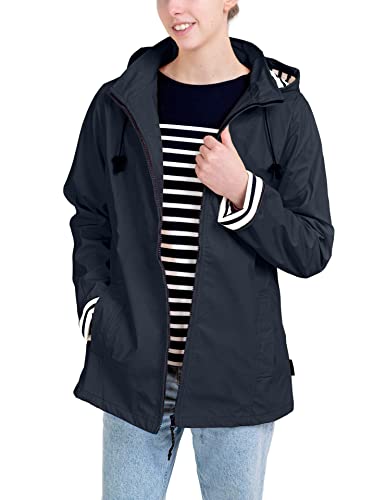 Breizh Ocean - ERQUY- Damen Wasserdichte Regenmantel Regenjacke mit Kapuze, Wasserdichter Mantel, gestreiftes Futter im Matrosenstil - Große Größen von XS bis 4XL erhältlich von Breizh Ocean