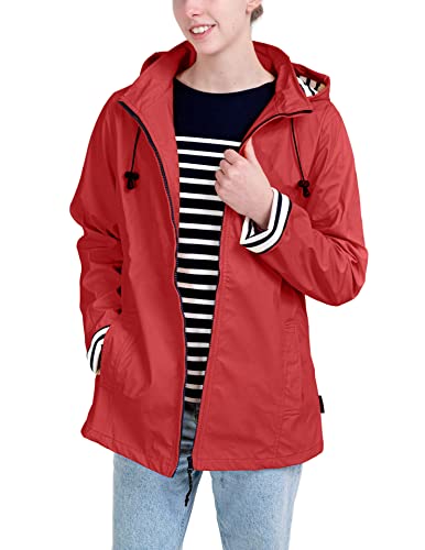 Breizh Ocean - ERQUY- Damen Wasserdichte Regenmantel Regenjacke mit Kapuze, Wasserdichter Mantel, gestreiftes Futter im Matrosenstil - Große Größen von XS bis 4XL erhältlich von Breizh Ocean