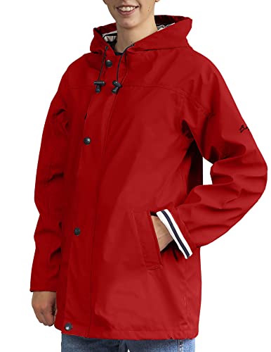 Breizh Ocean - FARMOR- Damen wasserdichte Regenmantel Regenjacke mit Kapuze, Wasserdichter Mantel, gestreiftes Futter im Matrosenstil - Große Größen von XS bis 4XL erhältlich von Breizh Ocean