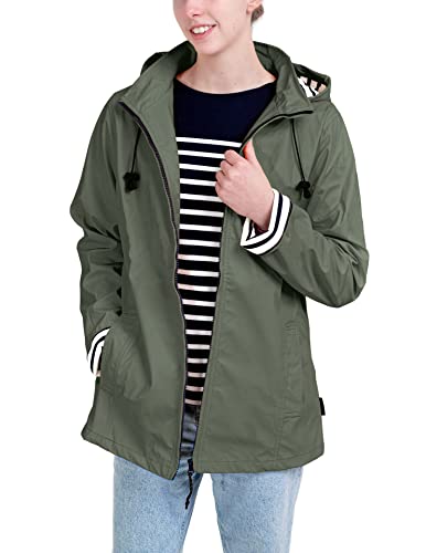 Breizh Ocean - ERQUY- Damen Wasserdichte Regenmantel Regenjacke mit Kapuze, Wasserdichter Mantel, gestreiftes Futter im Matrosenstil - Große Größen von XS bis 4XL erhältlich von Breizh Ocean