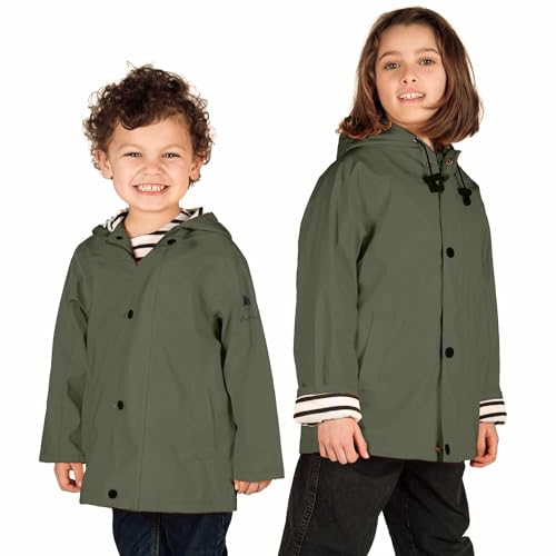 Breizh Ocean – ELVEN - Gewachste Unisex Kinder Regenmantel, Mit Kapuze, Gestreiftes Marine-Futter, Regenschutz - 1 Jahr bis 14 Jahre von Breizh Ocean