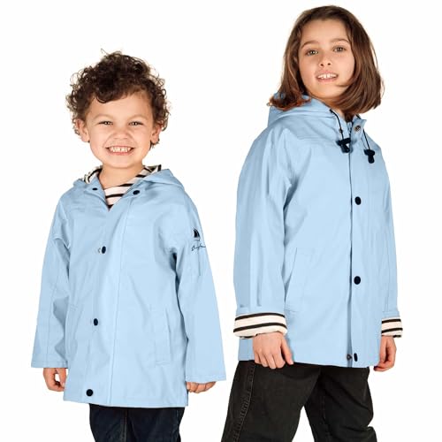 Breizh Ocean – ELVEN - Gewachste Unisex Kinder Regenmantel, Mit Kapuze, Gestreiftes Marine-Futter, Regenschutz - 1 Jahr bis 14 Jahre von Breizh Ocean