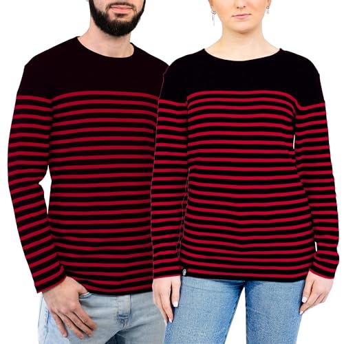Breizh Ocean – LANESTER Matrosen-Top (marinière), gestreiftes Langarm-T-Shirt, dick aus Bio-Baumwolle, Unisex, Herren oder Damen – XS bis 4XL von Breizh Ocean