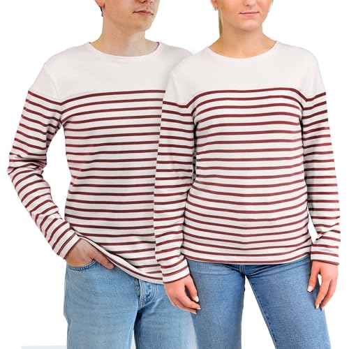 Breizh Ocean – LANESTER Matrosen-Top (marinière), gestreiftes Langarm-T-Shirt, dick aus Bio-Baumwolle, Unisex, Herren oder Damen – XS bis 4XL von Breizh Ocean