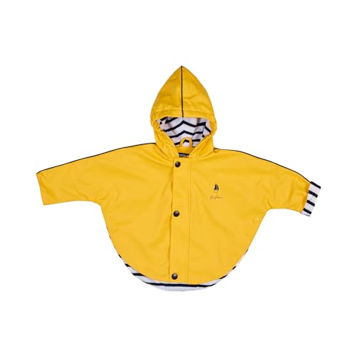 Breizh Ocean – MORLAIX – Unisex Baby, Kleinkind Regenmantel mit Reißverschluss, Wasserdicht, mit Kapuze, gestreiftes Innenfutter - 6 bis 24 Monate von Breizh Ocean