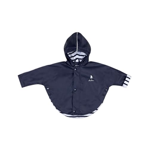 Breizh Ocean – MORLAIX – Unisex Baby, Kleinkind Regenmantel mit Reißverschluss, Wasserdicht, mit Kapuze, gestreiftes Innenfutter - 6 bis 24 Monate von Breizh Ocean