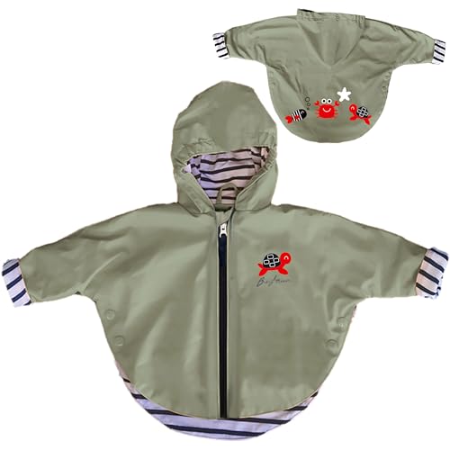 Breizh Ocean – Tudy – Unisex Baby, Kleinkind Regenmantel mit Reißverschluss, Wasserdicht, mit Kapuze, gestreiftes Innenfutter, Stickerei auf dem Rücken - 6 bis 24 Monate von Breizh Ocean