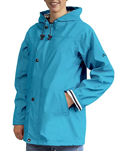 Breizh Ocean - FARMOR- Damen Wasserdichte Regenmantel Regenjacke mit Kapuze, Wasserdichter Mantel, gestreiftes Futter im Matrosenstil - Große Größen von XS bis 4XL erhältlich von Breizh Ocean
