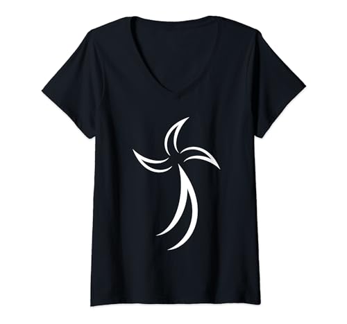 Damen Hermine Bretonne Souvenir aus der Bretagne T-Shirt mit V-Ausschnitt von Breizh Ya