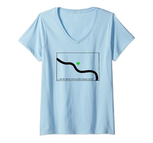 Damen Bremen - wo die Weser einen großen Bogen macht - Werder T-Shirt mit V-Ausschnitt von Bremen Merch