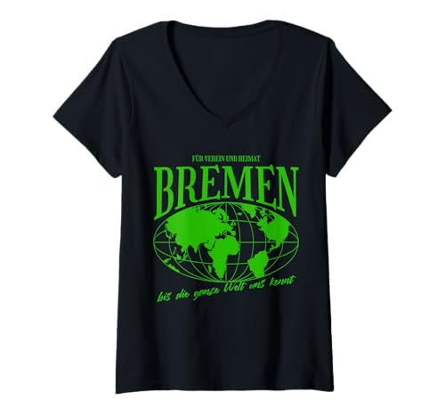 Damen Bremen Heimat Fußball Stolz T-Shirt mit V-Ausschnitt von Bremer Fan Tradition Fans Geschenkidee