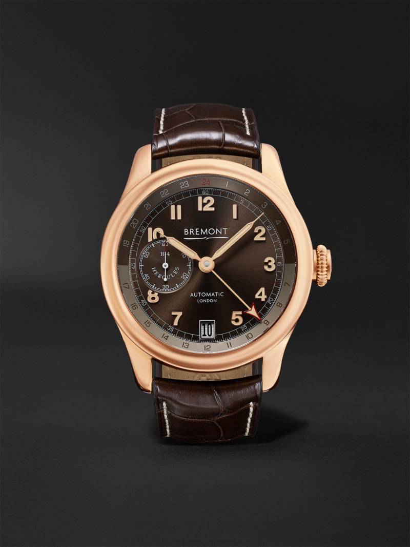 Bremont - H-4 Hercules Limited Edition Automatic 43mm 18-Karat Rose Gold and Alligator Watch - Men - Black von Bremont