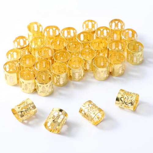 100 Stück Gold-Haarschmuck Für Zöpfe, Dreadlocks Schmuck, Manschetten-Clips Für-Dreadlock-Zubehör, Metall Hair Accessories Braids Für Männer Frauen Mädchen Und Jungen Zöpfe von Bremorou