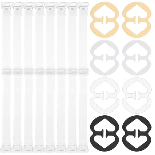 16 Stück Trägerclips Transparent BH Träger Halter Rutschen Halter Clips Durchsichtig Unsichtbare Bra Straps Verstellbar Weiche Ersatz für Schulterfrei Oberteile Frauen Trägerlose BHS von Bremorou