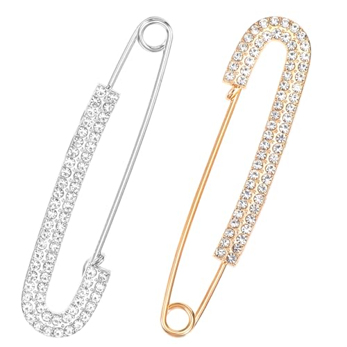 2 Stück Brosche Ausschnitt Verkleinern Broschen & Anstecknadeln Brosche Sicherheitsnadel Strass Pullover Clip Broschen Pins Pullover Schal Clips Brosche Kragen Clip Für Damen Kleid Hosen Rock Taille von Bremorou