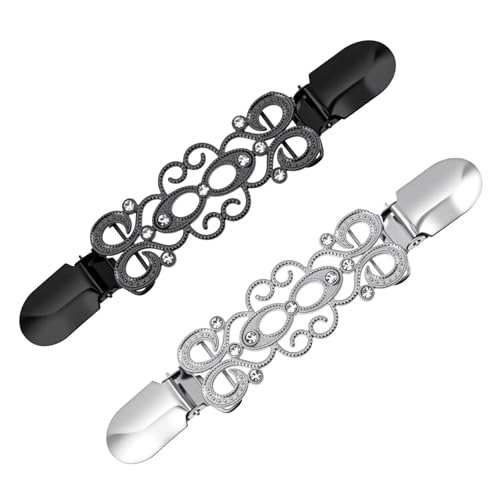 2 Stück Cardigan Clip Kleid Taillenstraffer Strickjacken Kleider Cinch Clips Legierung Dekorative Kleiderklammern Blusen Retro Swirl Schal Schnalle Kette Kreative Broschen Kleidung für Damen von Bremorou